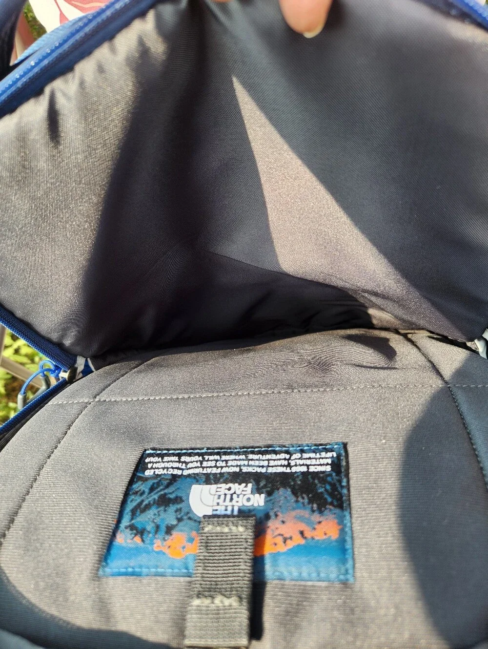 The North Face Borealis Backpack in Navy and Light Gray with Blue Bungee EUC